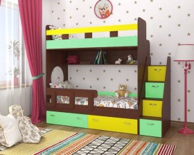 Детская двухъярусная кровать Юниор-1 Белый/Синий Распродажа в Краснодаре - krasnodar.katalogmebeli.com | фото 4