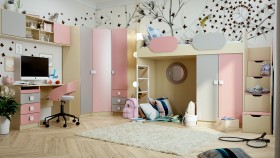 Детская комната Грэйси (Розовый/Серый/корпус Клен) в Краснодаре - krasnodar.katalogmebeli.com | фото