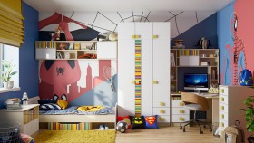 Детская комната Клаксон без машинок (Белый/корпус Клен) в Краснодаре - krasnodar.katalogmebeli.com | фото