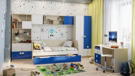 Детская комната Скай Люкс (Синий/Белый/корпус Клен) в Краснодаре - krasnodar.katalogmebeli.com | фото