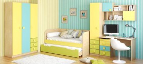 Детская комната Смайли (Желтый/Голубой/Зеленый/корпус Клен) в Краснодаре - krasnodar.katalogmebeli.com | фото