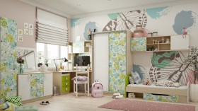 Детская комната Твит (Белый/Зеленый/корпус Клен) в Краснодаре - krasnodar.katalogmebeli.com | фото