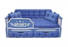 Кровать 160 серии Спорт 2 ящика 85 Синий (подушки) в Краснодаре - krasnodar.katalogmebeli.com | фото