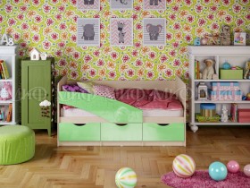Кровать Бабочки 2,0м (Салатовый металлик) в Краснодаре - krasnodar.katalogmebeli.com | фото