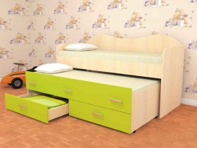 Кровать детская Нимфа двухместная 2.0 Дуб молочный/Лайм в Краснодаре - krasnodar.katalogmebeli.com | фото