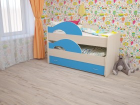 Кровать детская Радуга 1600 Млечный дуб/Голубой в Краснодаре - krasnodar.katalogmebeli.com | фото