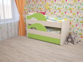 Кровать детская Радуга 1600 Млечный дуб/Салатовый в Краснодаре - krasnodar.katalogmebeli.com | фото