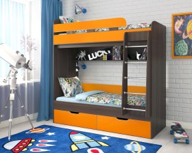 Кровать двухъярусная Юниор-5  Бодего/Оранжевый в Краснодаре - krasnodar.katalogmebeli.com | фото