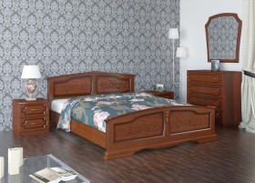 Кровать Елена из массива сосны 1200*2000 Орех в Краснодаре - krasnodar.katalogmebeli.com | фото