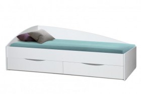 Кровать одинарная "Фея - 3" (асимметричная) (2000х900) New/(белый / белый / ДВПО белый) в Краснодаре - krasnodar.katalogmebeli.com | фото
