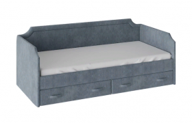 Кровать с мягкой обивкой и ящиками «Кантри» Тип 1 (900) (Замша синяя) в Краснодаре - krasnodar.katalogmebeli.com | фото