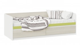 Кровать «Сканди» с 2 ящиками Дуб Гарден/Белый/Зеленый в Краснодаре - krasnodar.katalogmebeli.com | фото