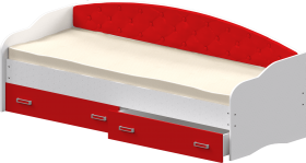 Кровать Софа-7 с мягкой спинкой (800х1900) Белый/Красный в Краснодаре - krasnodar.katalogmebeli.com | фото