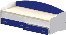 Кровать Софа-7 с мягкой спинкой (800х2000) Белый/Синий в Краснодаре - krasnodar.katalogmebeli.com | фото
