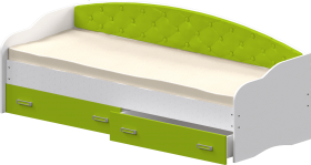 Кровать Софа-8 с мягкой спинкой (900х1900) Белый/Лайм в Краснодаре - krasnodar.katalogmebeli.com | фото