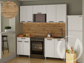 Кухня Кьяра 2.0 м с окапом (белый/карбон фарфор/26мм/дуб вотан) в Краснодаре - krasnodar.katalogmebeli.com | фото