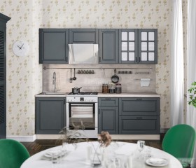 Кухня Регина 24 2,4 м (Серый матовый/Белый) в Краснодаре - krasnodar.katalogmebeli.com | фото