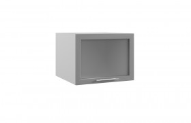 Квадро ГВПГС 600 шкаф верхний горизонтальный глубокий со стеклом высокий (Черника/корпус Серый) в Краснодаре - krasnodar.katalogmebeli.com | фото