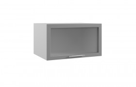 Квадро ГВПГС 800 шкаф верхний горизонтальный глубокий со стеклом высокий (Черника/корпус Серый) в Краснодаре - krasnodar.katalogmebeli.com | фото