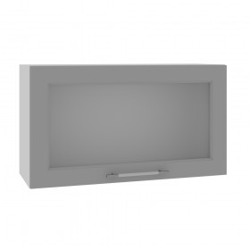 Квадро ВПГС 800 шкаф верхний горизонтальный со стеклом высокий (Черника/корпус Серый) в Краснодаре - krasnodar.katalogmebeli.com | фото