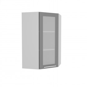 Квадро ВПУС 550 шкаф верхний угловой со стеклом высокий (Черника/корпус Серый) в Краснодаре - krasnodar.katalogmebeli.com | фото