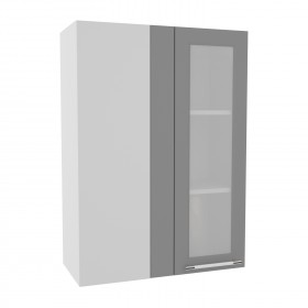 Квадро ВПУС 650 шкаф верхний угловой со стеклом высокий (Черника/корпус Серый) в Краснодаре - krasnodar.katalogmebeli.com | фото