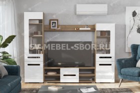 Мебель для гостиной МГС 6 (Исполнение 1/Дуб золотой/Белый глянец) в Краснодаре - krasnodar.katalogmebeli.com | фото