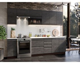 Модульная кухня Бруклин 2,8 м (Бетон черный/Венге) в Краснодаре - krasnodar.katalogmebeli.com | фото