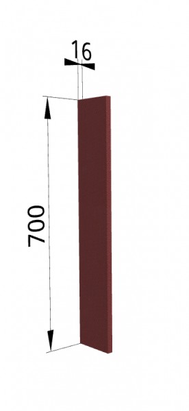 Панель торцевая ПТ 400 Квадро (для шкафа торцевого верхнего) Красная кожа в Краснодаре - krasnodar.katalogmebeli.com | фото