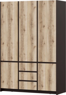 Модульная система "Прага" Шкаф для одежды трехстворчатый Дуб Венге/Дуб Делано в Краснодаре - krasnodar.katalogmebeli.com | фото