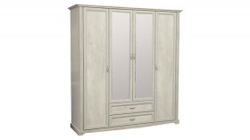 Шкаф для одежды "Сохо" (бетон пайн белый/2 ящика/зеркало) в Краснодаре - krasnodar.katalogmebeli.com | фото