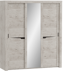 Шкаф трехдверный Соренто с раздвижными дверями Дуб бонифаций/Кофе структурный матовый в Краснодаре - krasnodar.katalogmebeli.com | фото