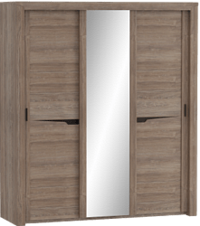 Шкаф трехдверный Соренто с раздвижными дверями Дуб стирлинг/Кофе структурный матовый в Краснодаре - krasnodar.katalogmebeli.com | фото 1