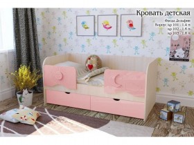 Соня Кровать детская 2 ящика 1.6 Розовый глянец в Краснодаре - krasnodar.katalogmebeli.com | фото