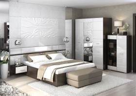 Спальня Вегас (Венге/Белый глянец) в Краснодаре - krasnodar.katalogmebeli.com | фото